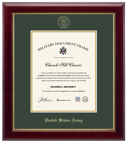 United States Army Gold Embossed Gallery Certificate Frame (Vertical)