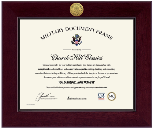 United States Army Century Gold Engraved Certificate Frame (Horizontal)