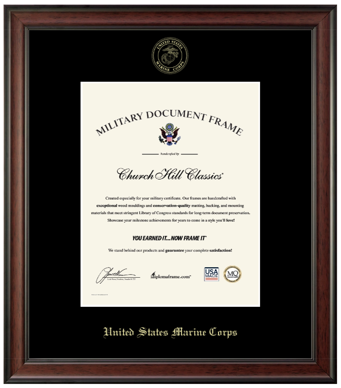 United States Marine Corps Gold Embossed Studio Certificate Frame (Vertical)