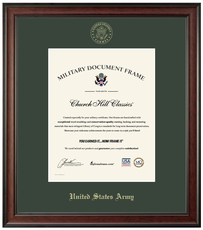 United States Army Gold Embossed Studio Certificate Frame (Vertical)
