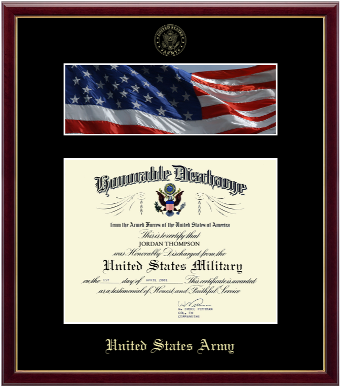 United State Army Photo and Honorable Discharge Certificate Frame (Horizontal)