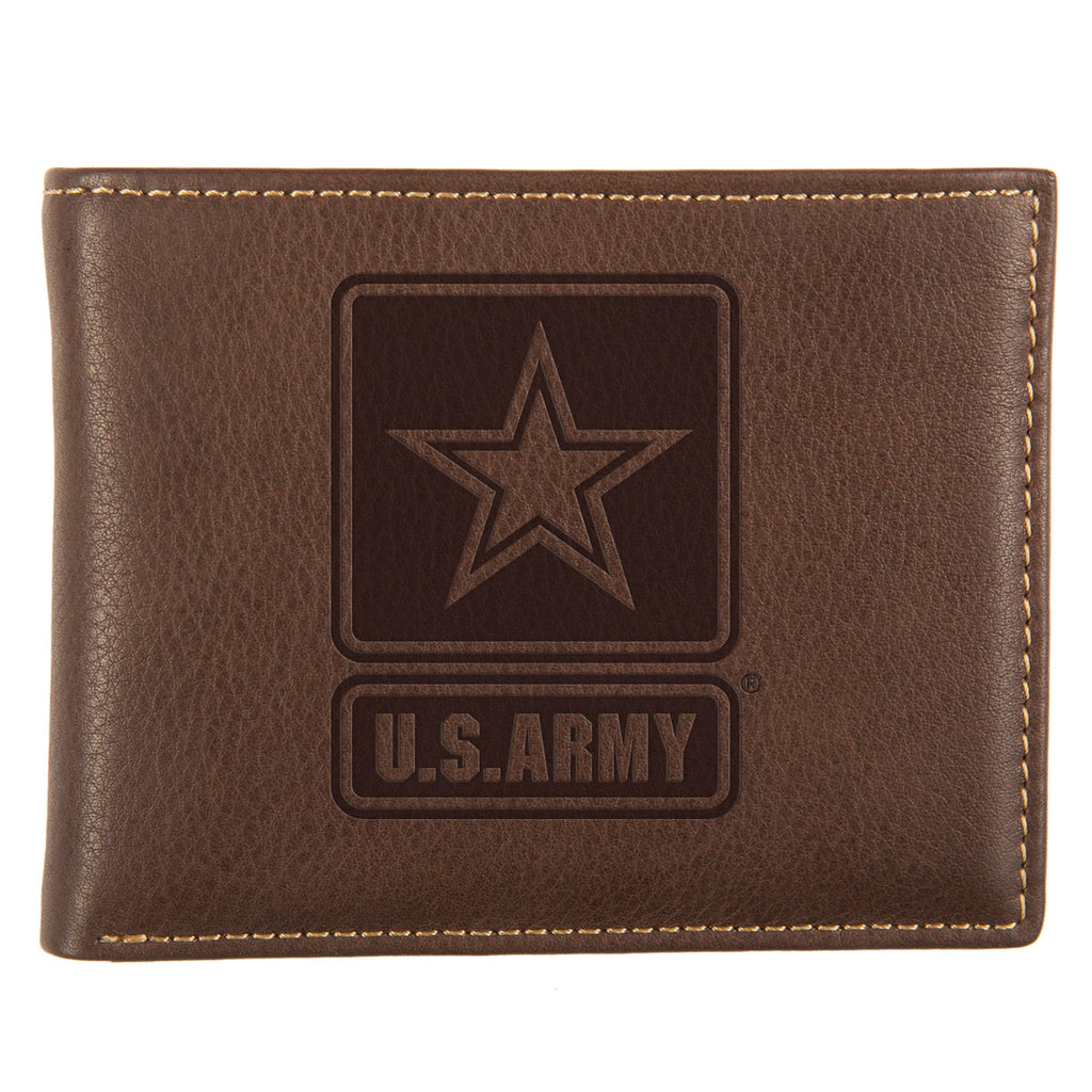 Army Star Contrast Stitch Billfold Wallet (Brown)