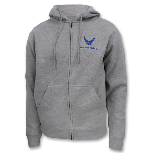 Air Force Wings Embroidered Full Zip Hood (Grey)
