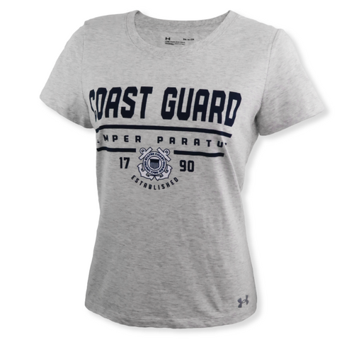 Coast Guard Ladies Under Armour Semper Paratus T-Shirt (Silver Heather)