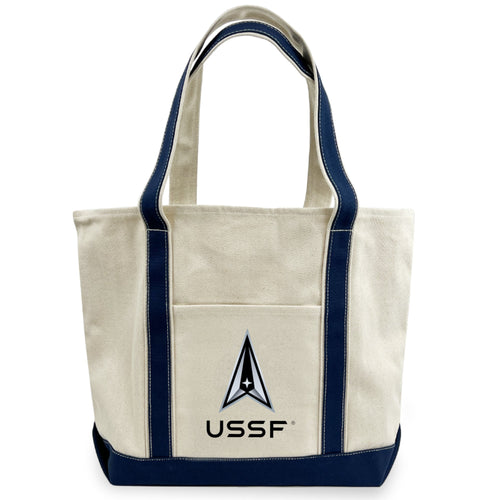 Space Force Delta Classic Natural Canvas Tote (Natural/Navy)
