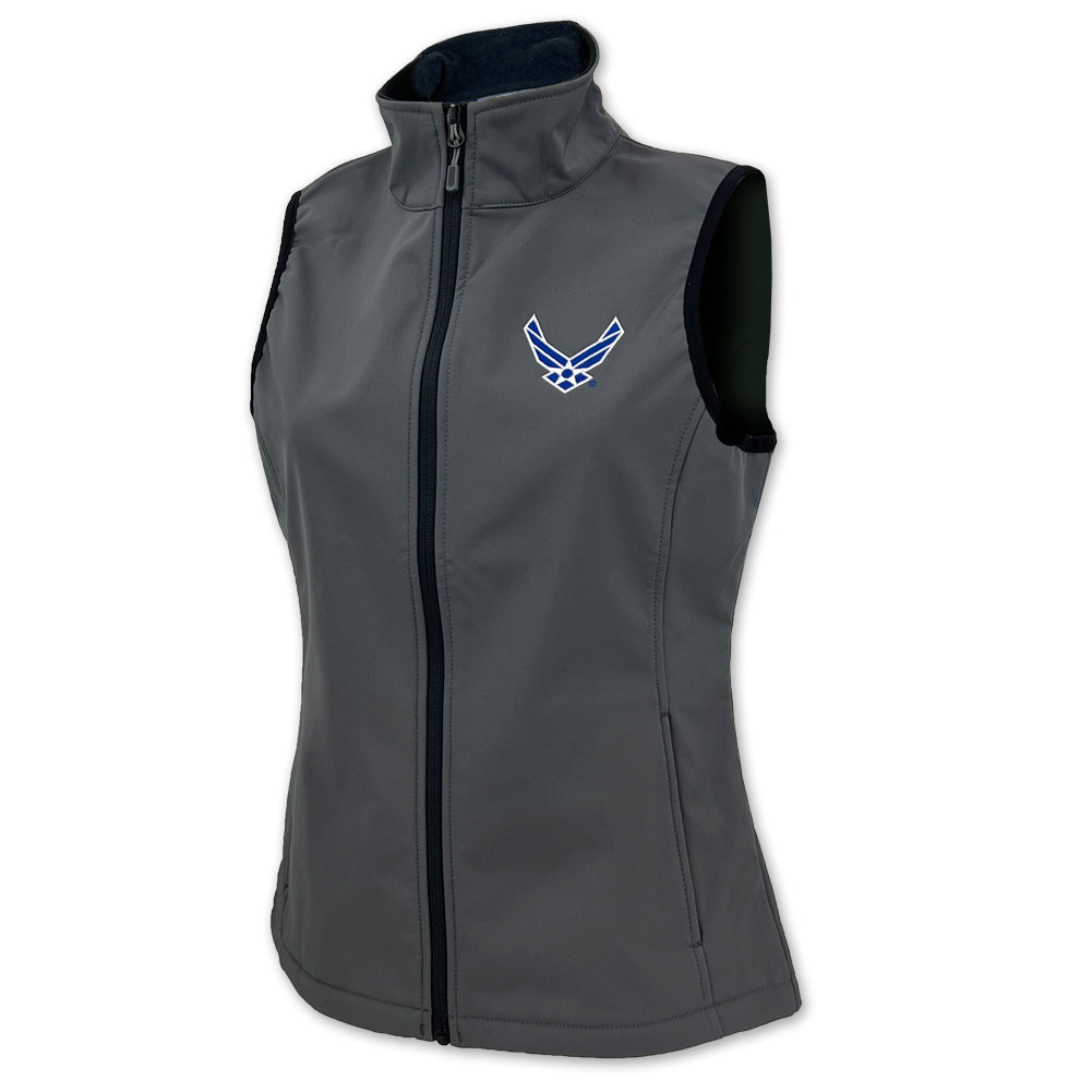Air Force Wings Ladies Alta Softshell Vest (Charcoal)