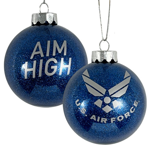 U.S Air Force Wings Aim High Glass Ball Ornament (Royal)