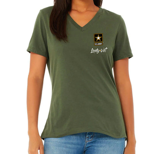 Army Lady Vet Left Chest Logo V-Neck T-Shirt