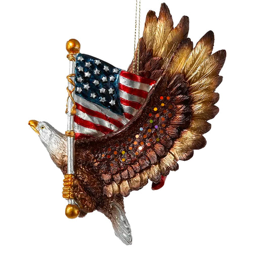 Patriotic Eagle With American Flag Ornament