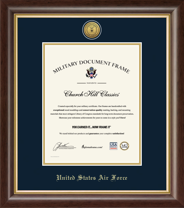 U.S. Air Force Gold Engraved Medallion Frame (Vertical)