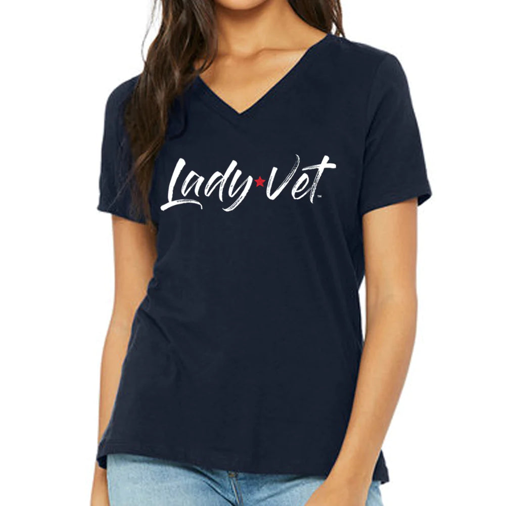 Coast Guard Lady Vet Full Chest Logo V-Neck T-Shirt
