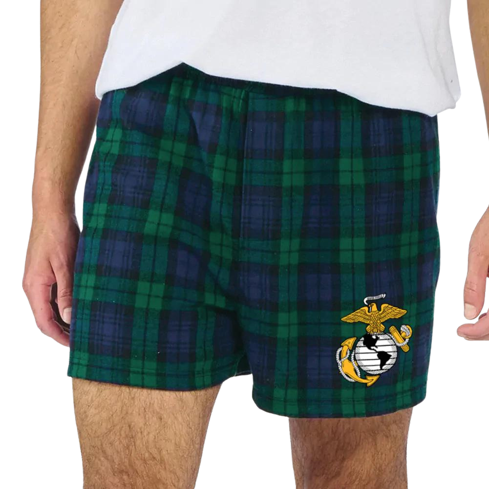 Marines EGA Logo Flannel Shorts (Blackwatch)