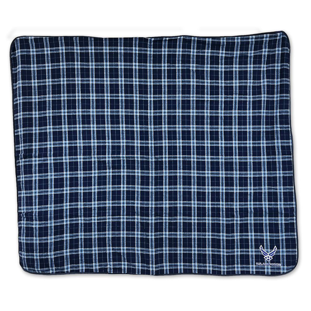Air Force Wings Premium Flannel Blanket (Navy/Columbia)