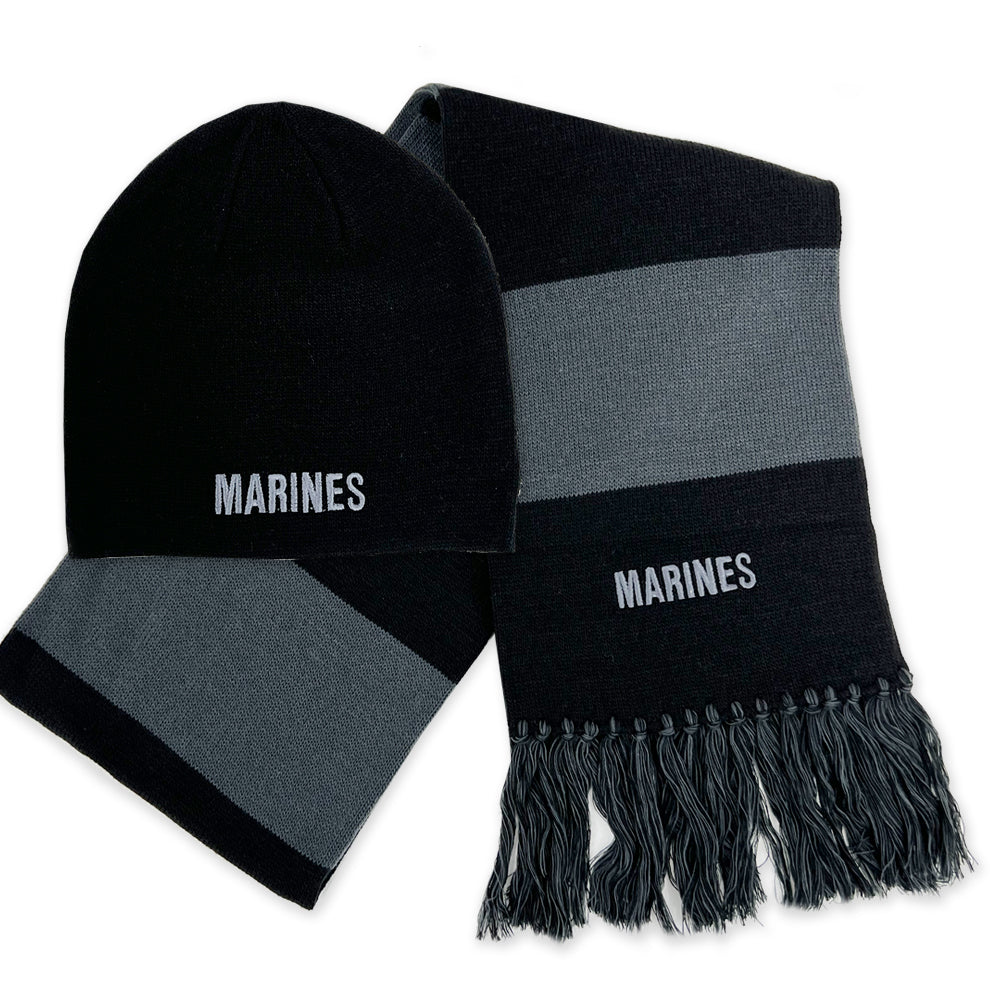US Marines Scarf/Beanie Gift Pack (Black/Grey)
