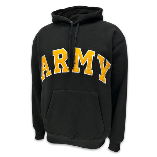 Army Embroidered Pullover Hoodie Sweatshirt (Black)