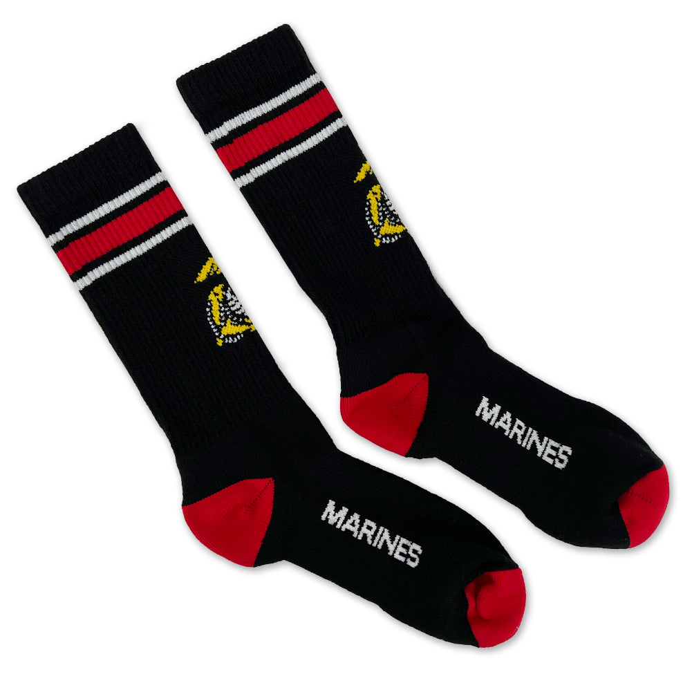 Marines Stripe EGA Crew Socks (Black)