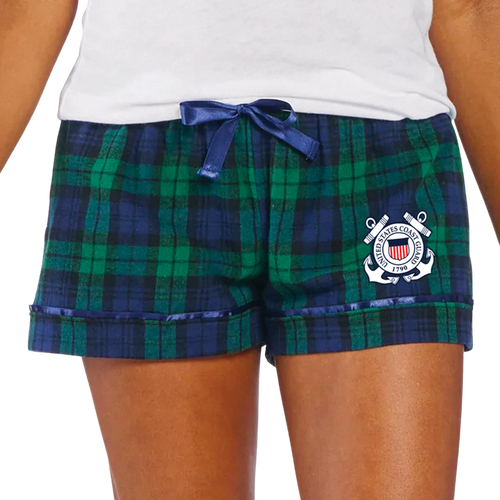 Coast Guard Ladies Seal Logo Flannel Shorts (Blackwatch)