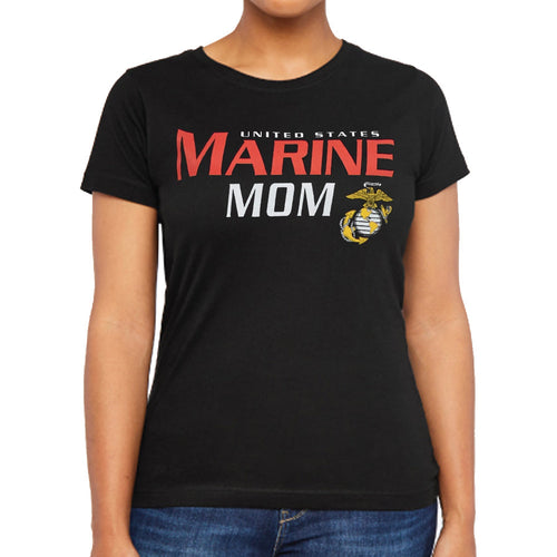 Ladies United States Marine Mom T-Shirt (Black)