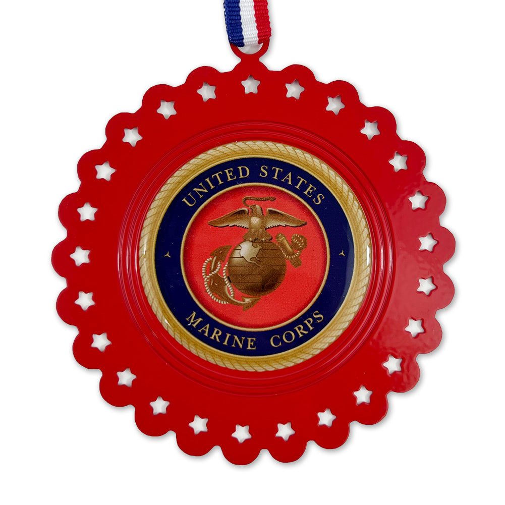 United States Marines Seal Circle Stars Ornament (Red)