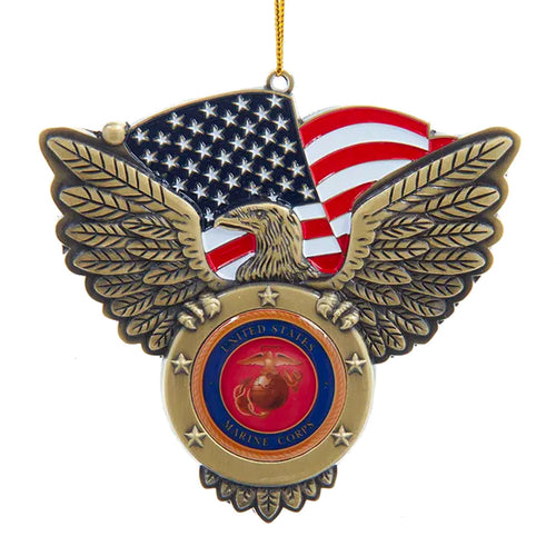 Marines Seal/Eagle with American Flag Metal Ornament