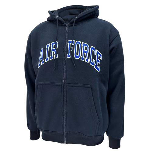 Air Force Embroidered Full Zip Hoodie Sweatshirt (Navy)