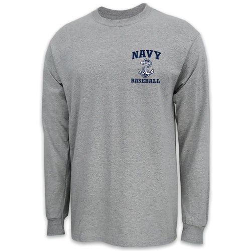 Navy Anchor Baseball Long Sleeve T-Shirt