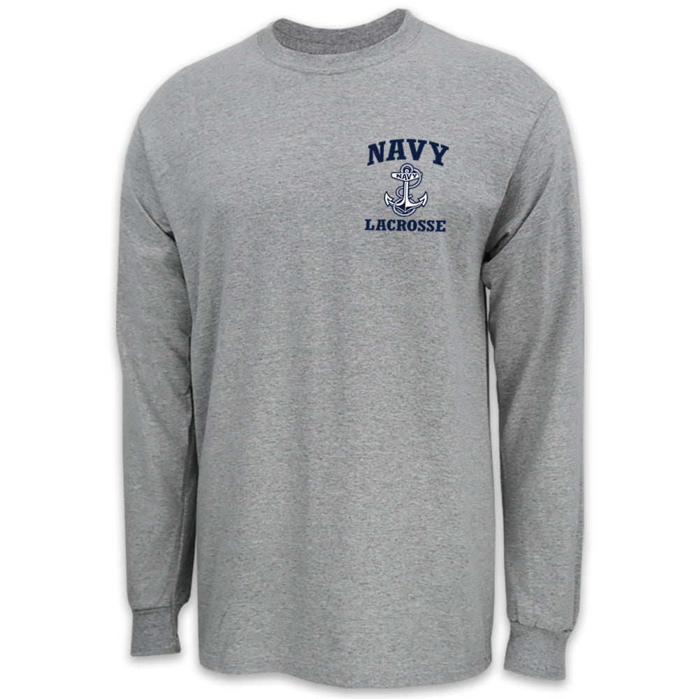 Navy Anchor Lacrosse Long Sleeve T-Shirt