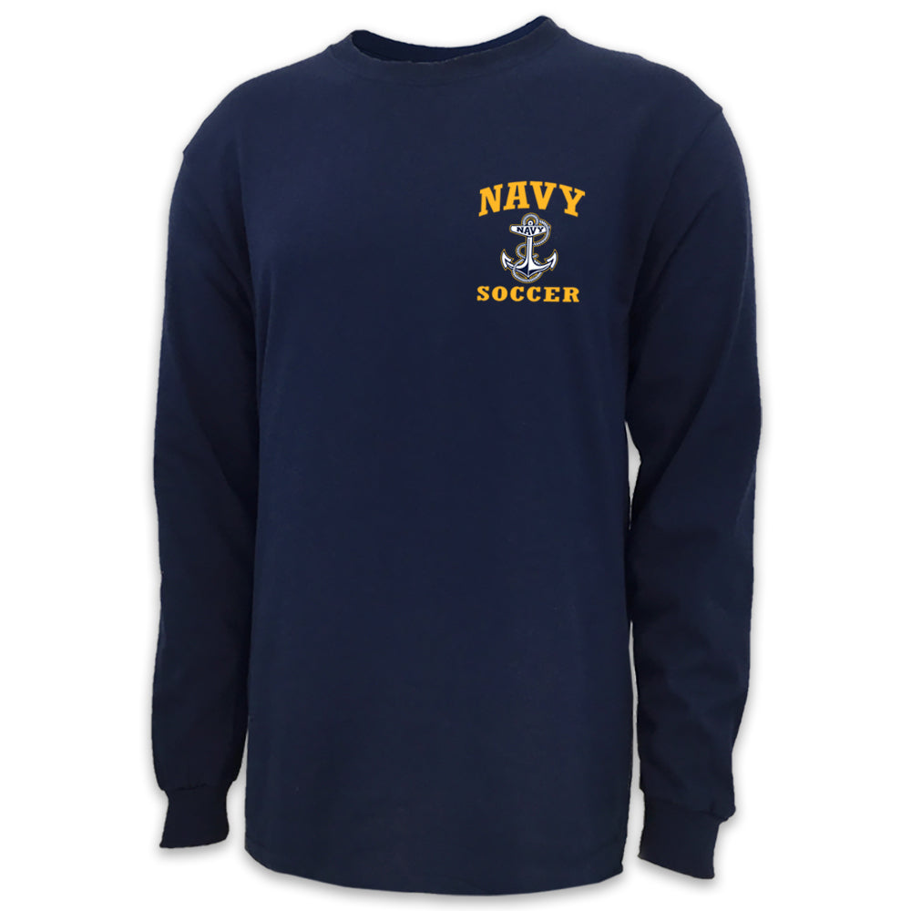 Navy Anchor Soccer Long Sleeve T-Shirt