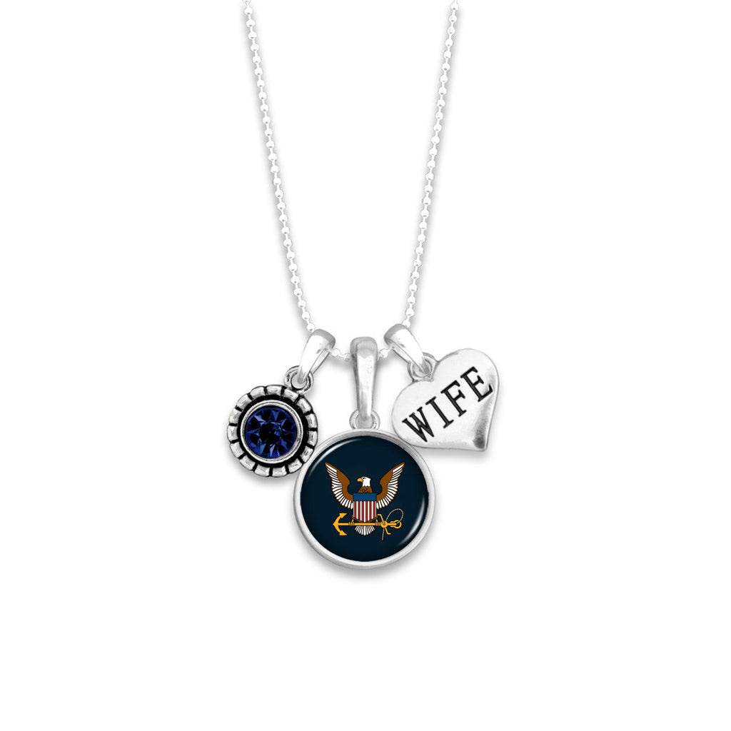 U.S. Navy Eagle Triple Charm Wife Necklace