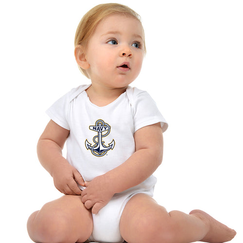 Navy Anchor Logo Infant Romper