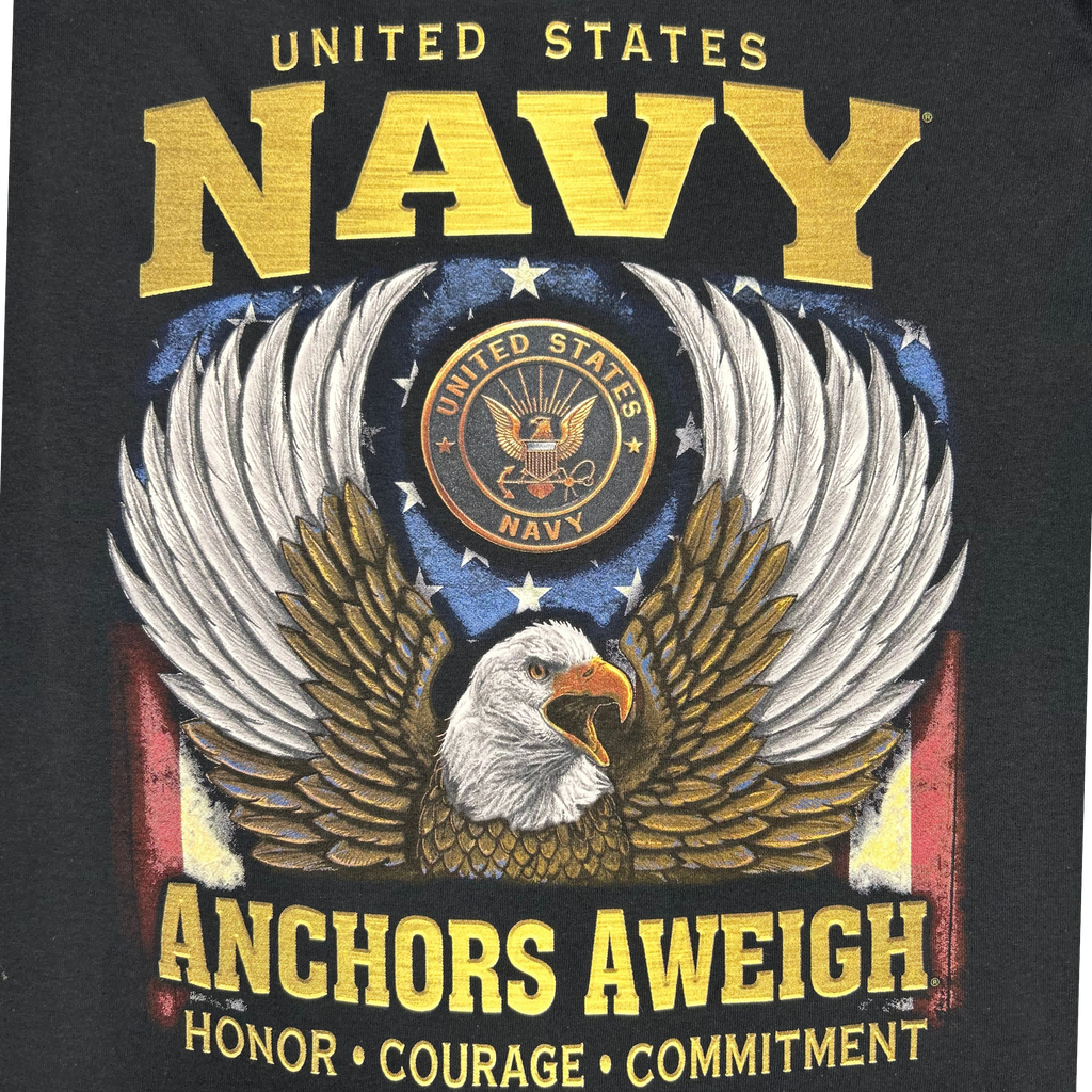 Navy Gold Eagle Anchors Aweigh T-Shirt (Black)