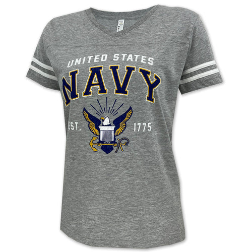 Navy Ladies Eagle Est. 1775 T-Shirt (Grey Heather)