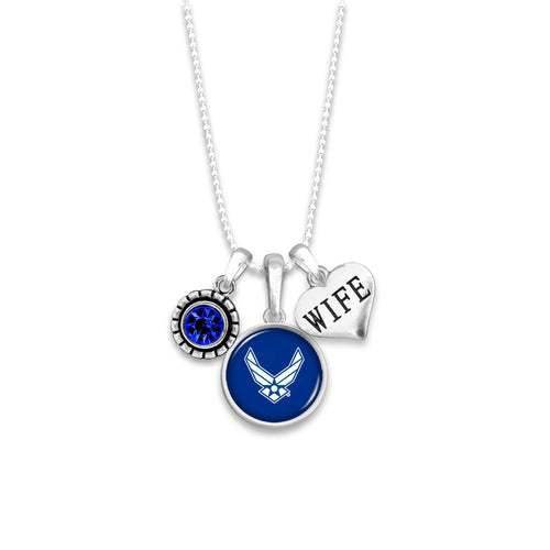 U.S. Air Force Wings Triple Charm Wife Necklace