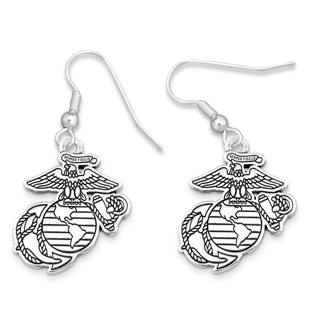 Marines EGA The Heart of A Hero Earrings (Silver)