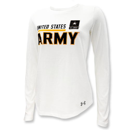 United States Army Ladies Under Armour Long Sleeve T-Shirt (White)