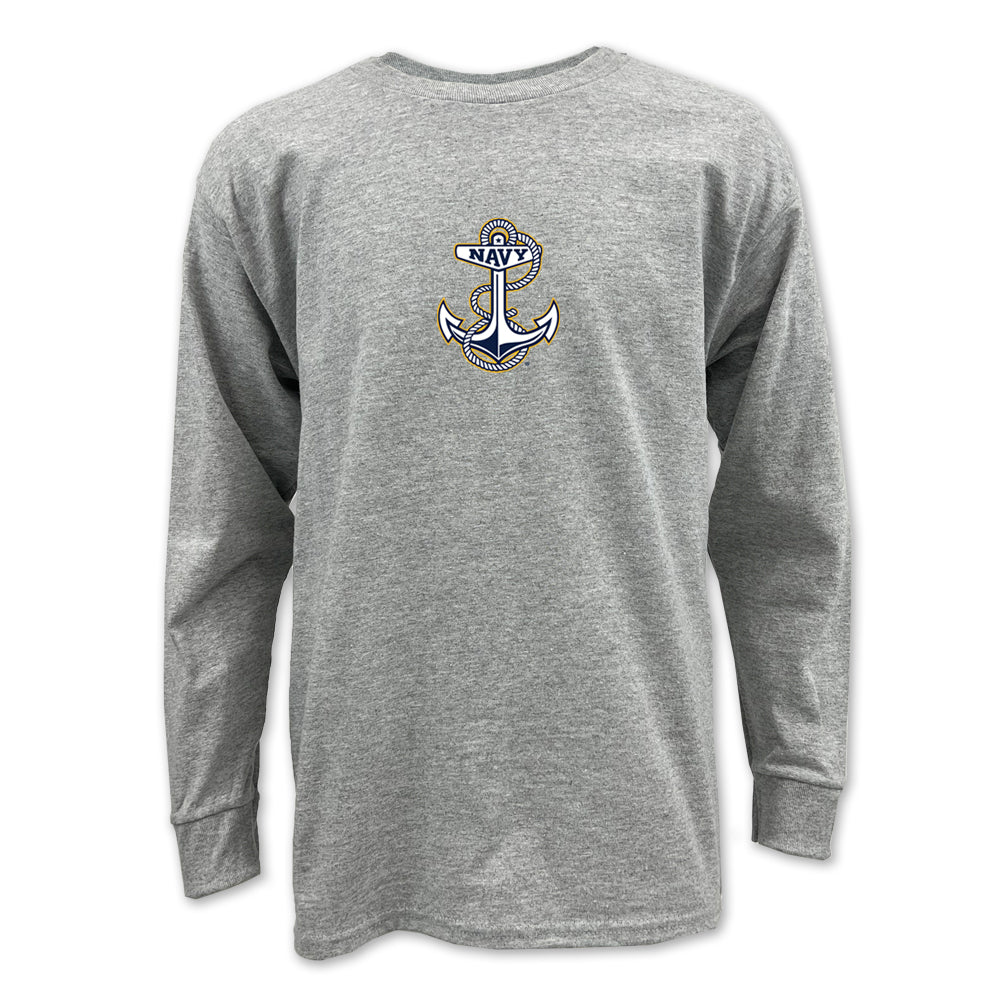 Navy Youth Anchor Logo Long Sleeve T-Shirt