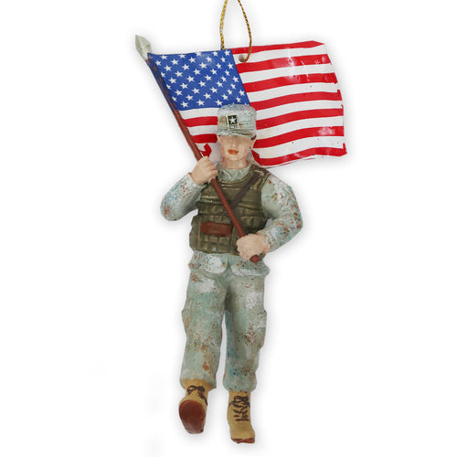 ARMY SOLDIER WITH FLAG ORNAMENT 1