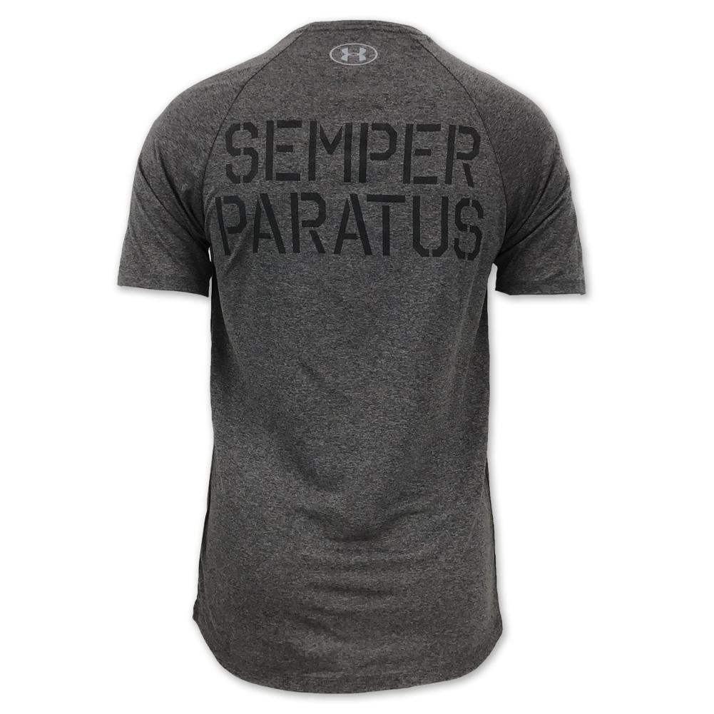 COAST GUARD UNDER ARMOUR SEMPER PARATUS TECH T-SHIRT (CHARCOAL) 1