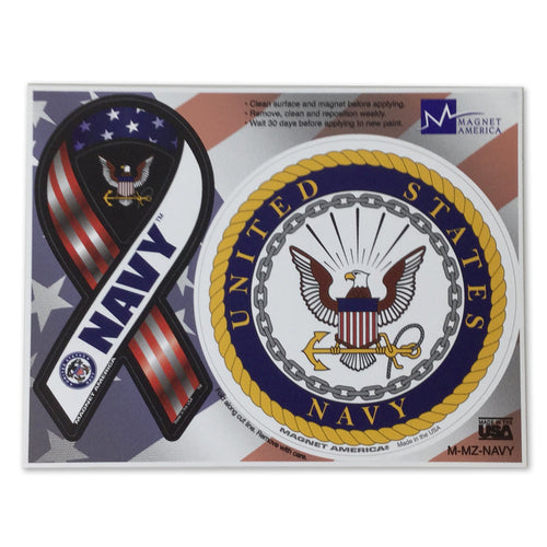 NAVY 2 IN 1 RIBBON AND SEAL MAGNET