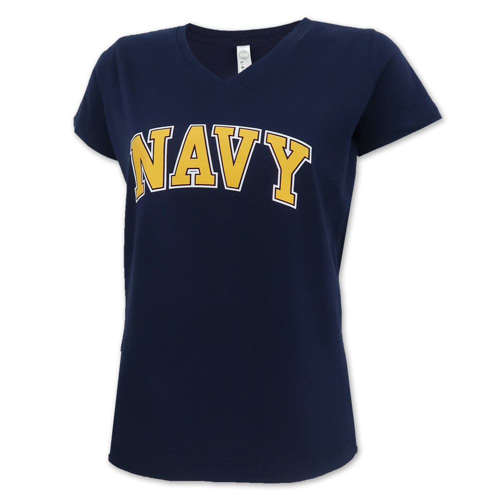 NAVY LADIES ARCH V-NECK T-SHIRT (NAVY) 1